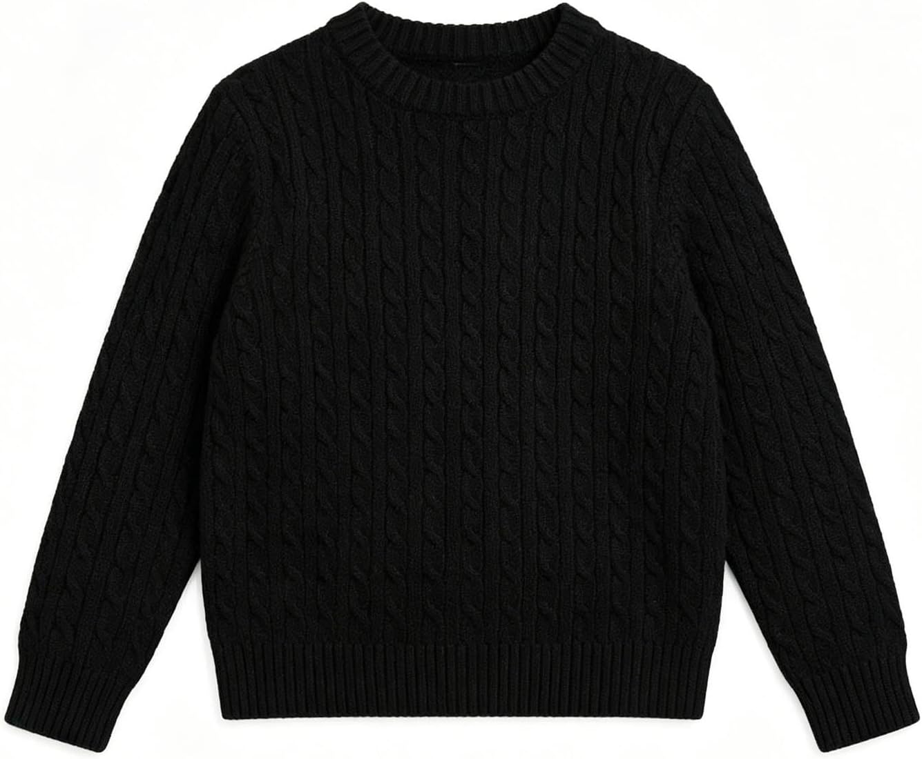 Oplxuo Boys Girls Cable Knit Sweater Crew Neck Long Sleeve Casual Pullover