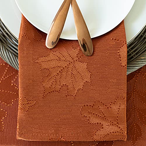 Benson Mills Harvest Legacy Damask Fabric Cloth Napkins For Fall, Harvest, And Thanksgiving Tablecloths (Rust/Burnt Orange, 18" X 18" Napkins Set Of 4) #TOP2