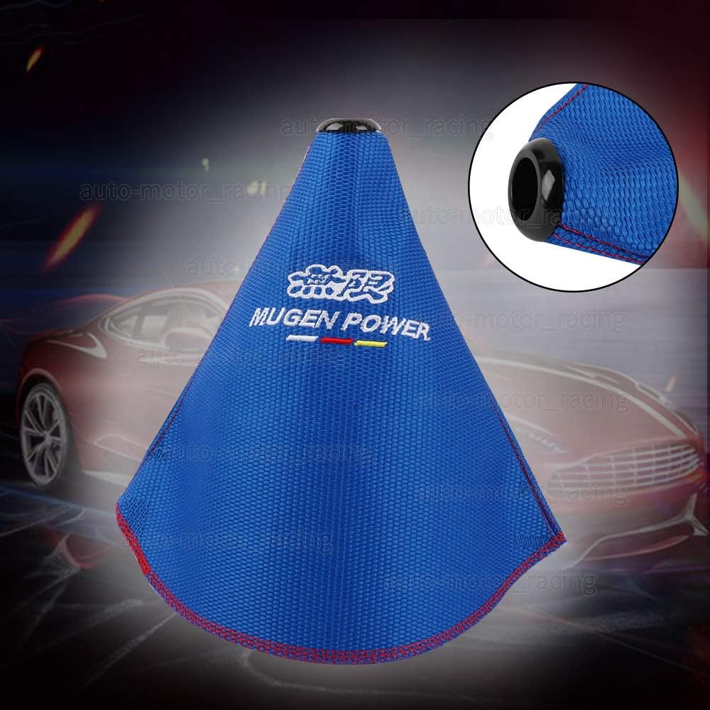 JDM MUGEN POWER BLUE Racing Hyper Fabric shift knob Shifter Boot Cover MT/AT Red Stitches