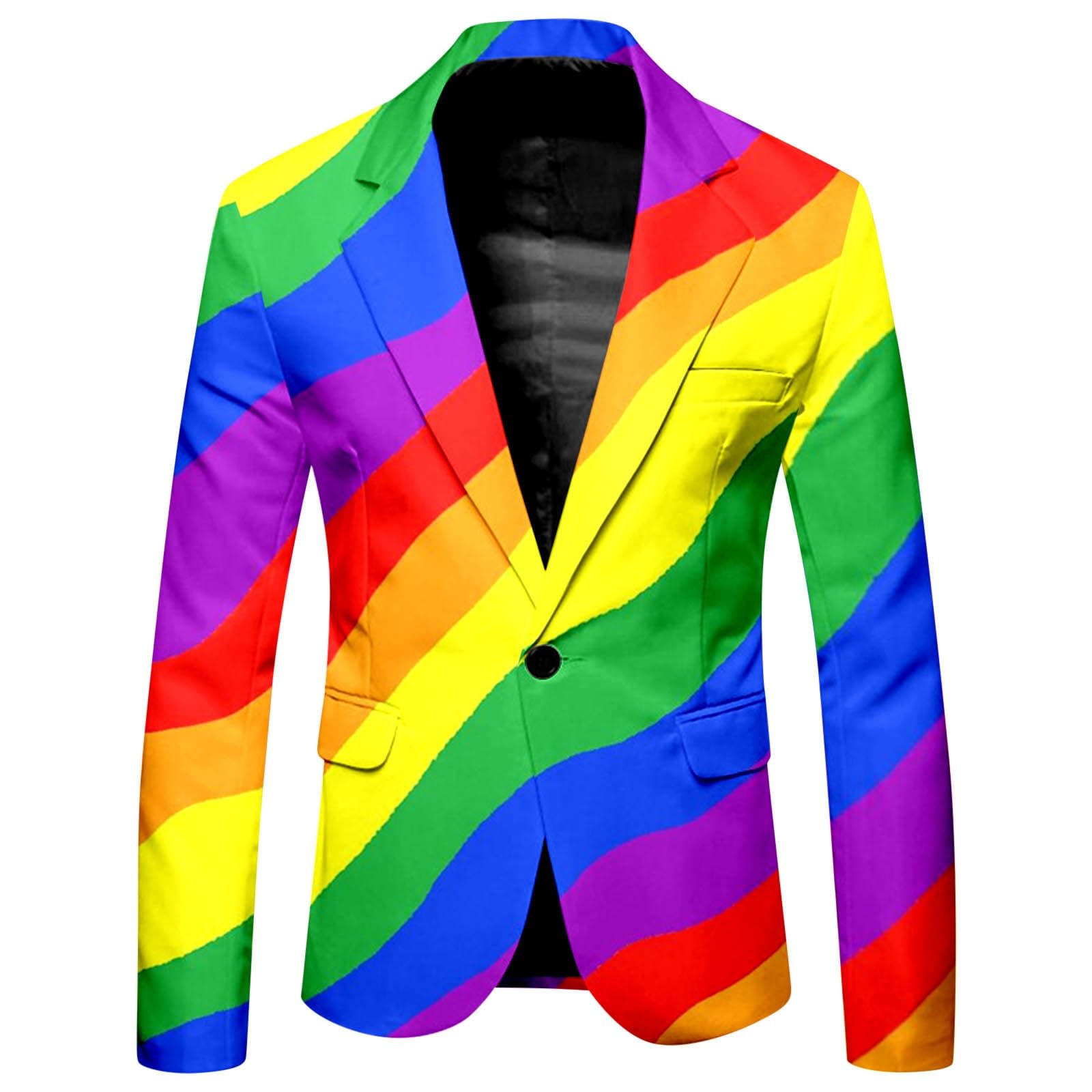 Generisch Traje de arco iris para hombre, traje de 2 piezas, corte ajustado, traje formal para hombre para hombre, blazer pantalones, conjunto completo, cómodo, traje de ocio, elástico, elegante