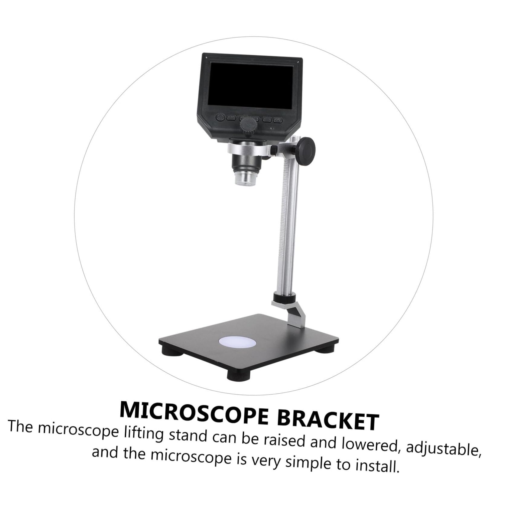 Ipetboom Supporto per Microscopio con Sollevamento Regolabile Base per Telecamera Industriale con Luminosa Integrata Supporto da Tavolo Stabile per Applicazioni Sperimentali e