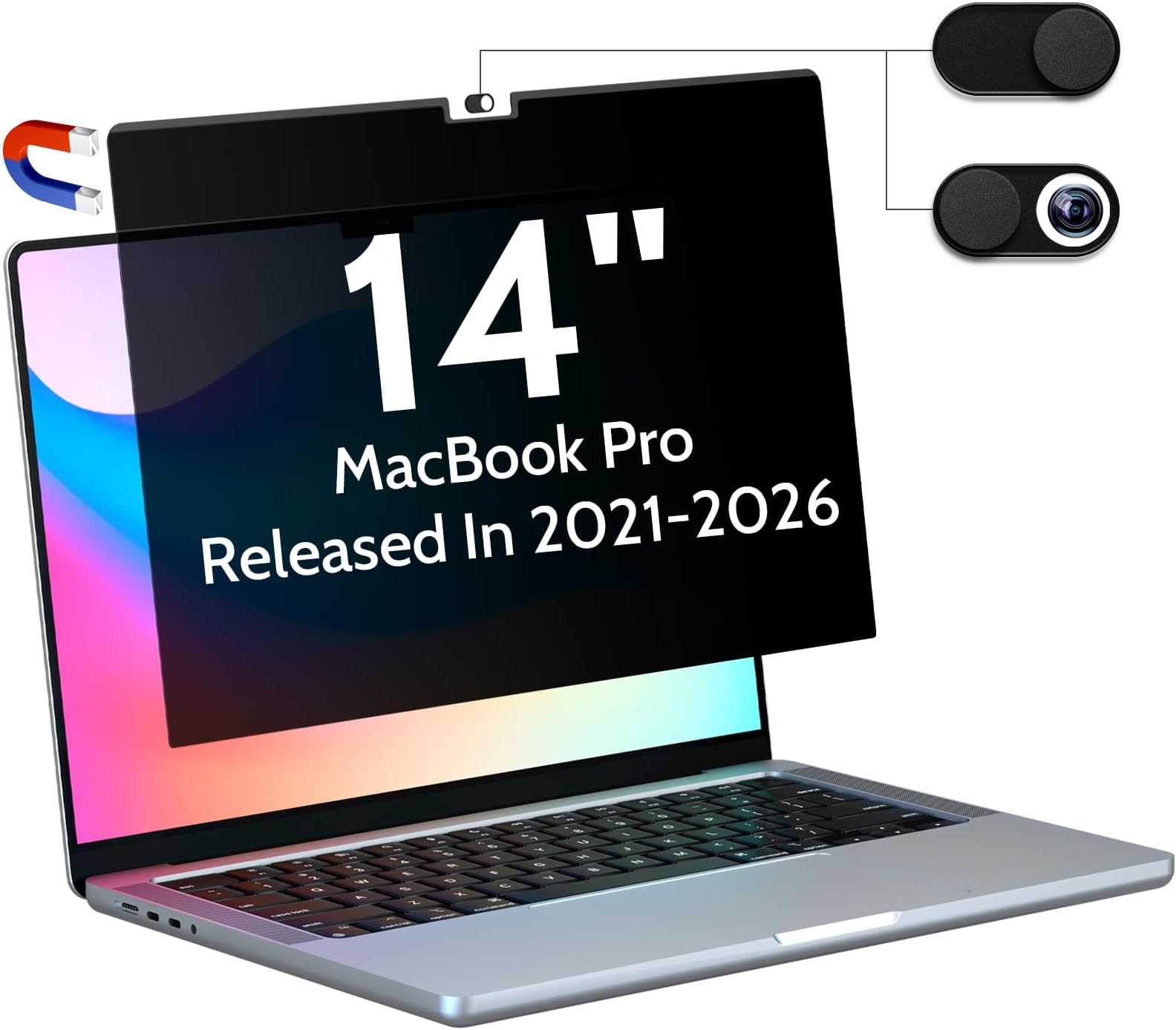 Peslv Privacy Screen Compatible With MacBook Pro 14 Inch (2021-2023, M1, M2, M3)-A2918 A2992 A2442 A2779, Magnetic Removable Matte Anti Blue Light Glare Filter 14inch Privacy Screen Protector for Mac