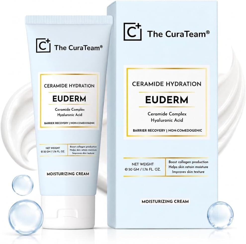 Cura Team® Ceramides Moisturizer with Hyaluronic for Intense Moisturizing and Skin Strengthening | Barrier Repair Cream | Long Lasting Hydration | Suitable for Normal to Dry Skin | 50gm