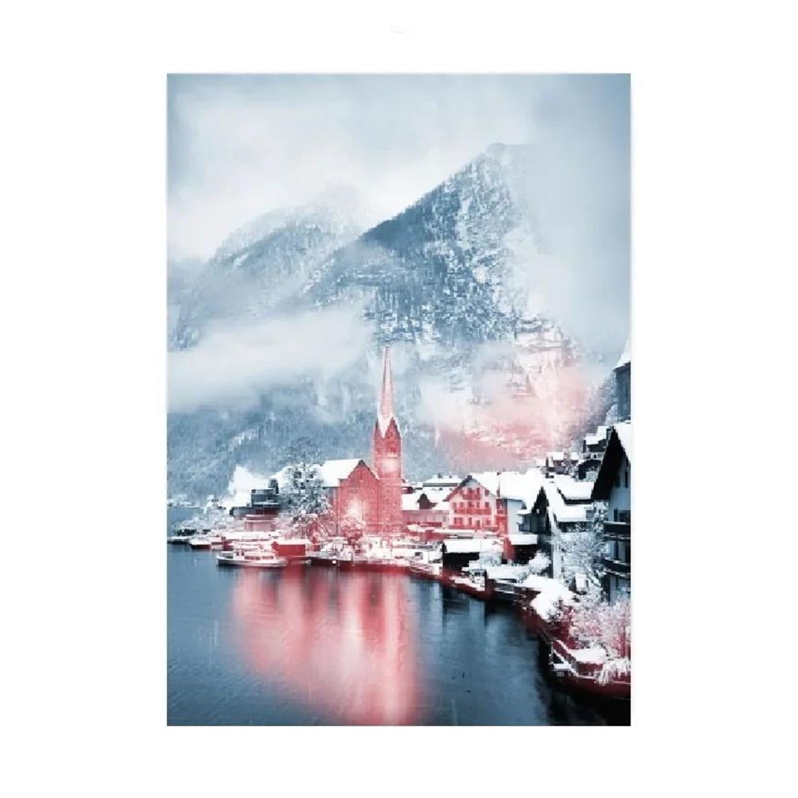 Pósteres nórdicos decorativos de paisaje invernal para una sala de estar moderna y acogedora