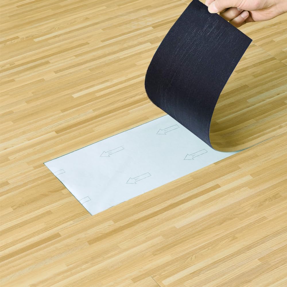 Self Adhesive Vinyl Flooring, Floor Planks with Wood Effect, 36pcs Waterproof PVC Floor Tiles for Bathroom Kitchen and All Flat Floor, Stick On Floor Tiles, 91.5x15.2cm 5m² (Walnut Stripe)