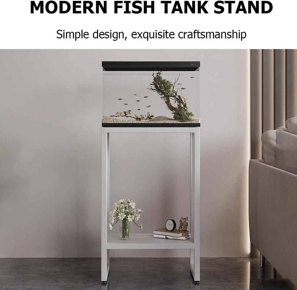 Metal Aquarium Stand with Shelves,Heavy Duty Fish Tank Stand, Turtle Tank Shelf,165 Lbs Capacity,Double Storage Design,Terrariums Stand Rack for Home Office,Black