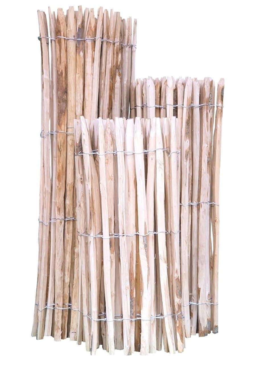 Clôture en lattis bois de noisetier / châtaignier – clôture déroulable nature – bassin et jardin – clôture en bois de noisetier ou châtaignier 120 x 500 cm ( Lattenabstand 3-5 cm ) naturel