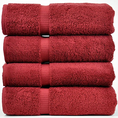 Chakir Turkish Linens 4 Piece Large Bath Towels, 100% Cotton Turkish Towels for Bathroom, Luxury Soft Absorbent Bath Towel Set, 27 x 54 Inches, Cranberry-2
