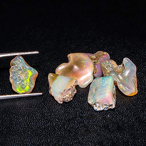 Jaguar Gems 25Cts Polished Ethiopian Welo Opal Stone Polish Crystal October Birthstone Jewelry Making-Diy Stone Supply Natural Loose Gemstone Chakra Healing Multi Color Gems Handpicked Assortment #TOP4