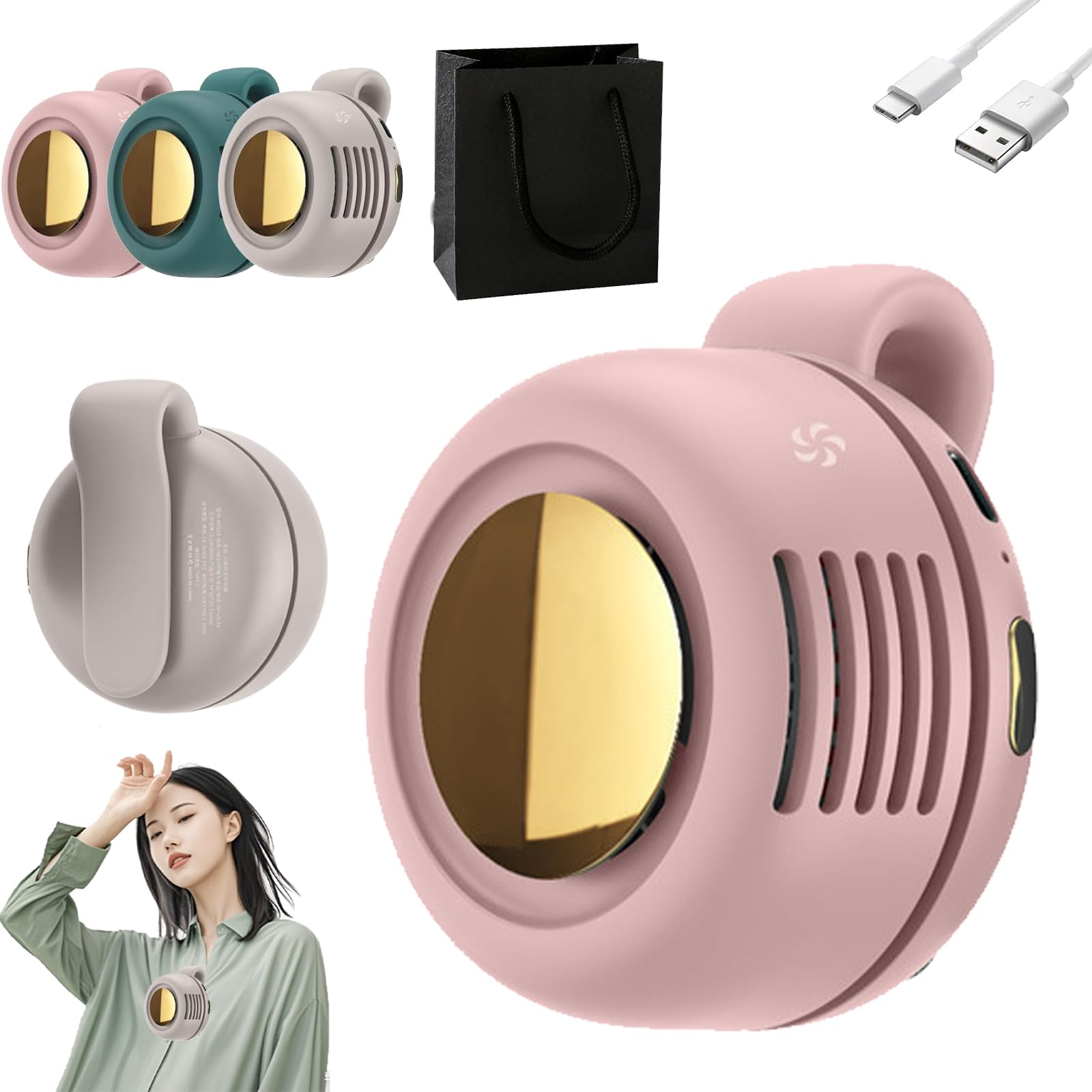 Mini ventilatore elettrico senza pale, portatile, silenzioso, a 3 velocità, portatile, senza pale, con clip, ventilatori da cintura con clip, ventilatori di raffreddamento portatili, per