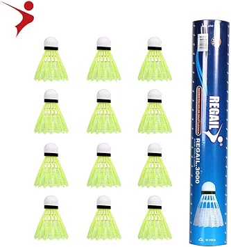 REGAIL 12Pcs Imitation Nylon Feather Badminton Plastic Birdies Ball Set Shuttlecock for Indoors Outdoors Sports Activities/Training