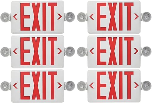 CM MZY Luz de emergencia roja con dos cabezales ajustables, señal de salida LED con respaldo, estándares estadounidenses, certificado UL, combo para