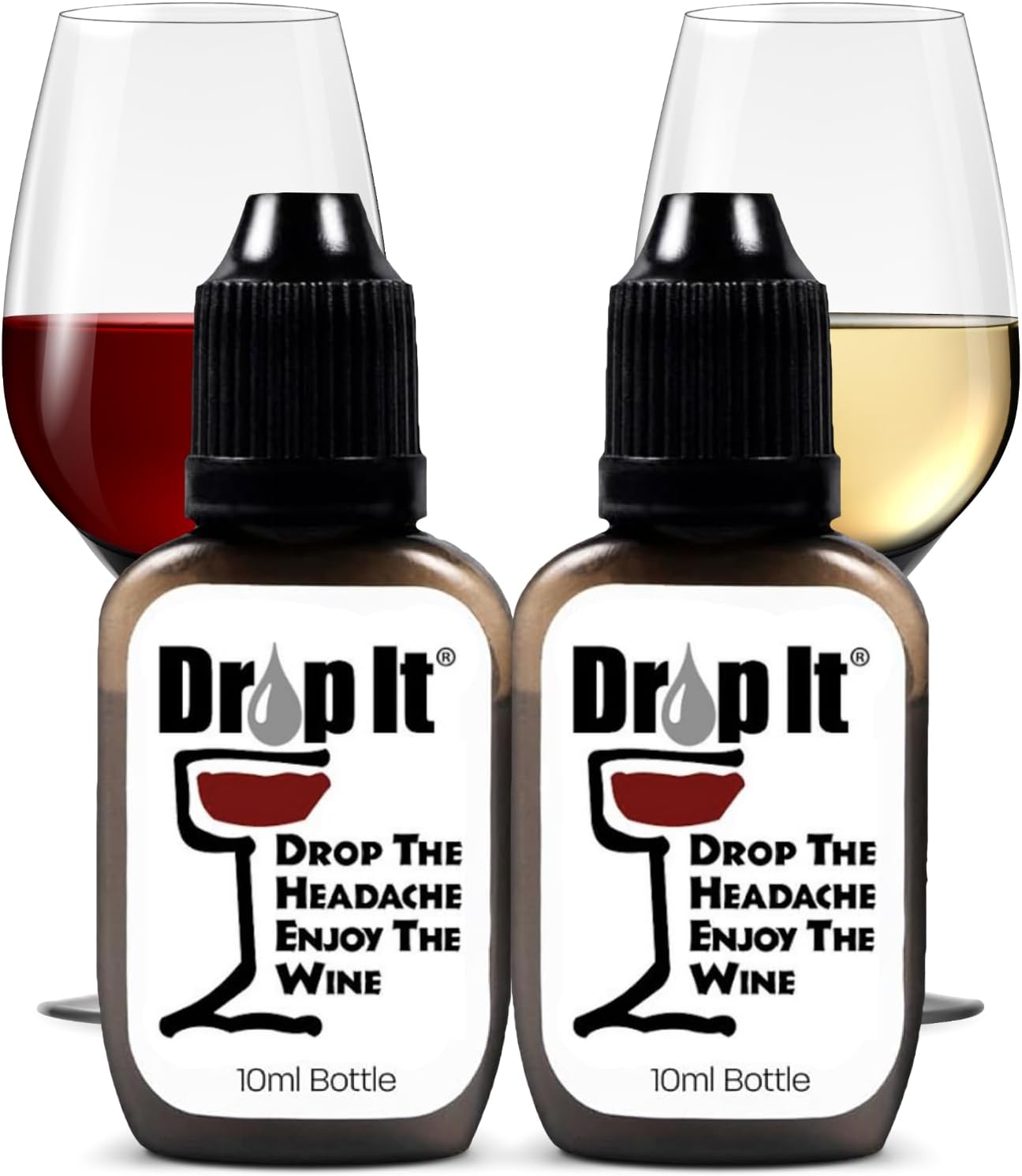 Drop It Wine Drops, Original - 10 mL, 4 Pack - Naturally Reduces Sulfites & Tannins in Red, White & Sparkling Wines - Portable, Easy to Use - Treats Up to 55 Glasses/9 Bottles of Wine Each - USA Made