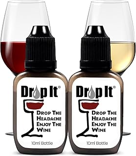 Drop It Wine Drops, Original - 10 mL, 2 Pack - Naturally Reduces Sulfites & Tannins in Red, White & Sparkling Wines - Portable, Easy to Use - Treats Up to 55 Glasses/9 Bottles of Wine Each - USA Made