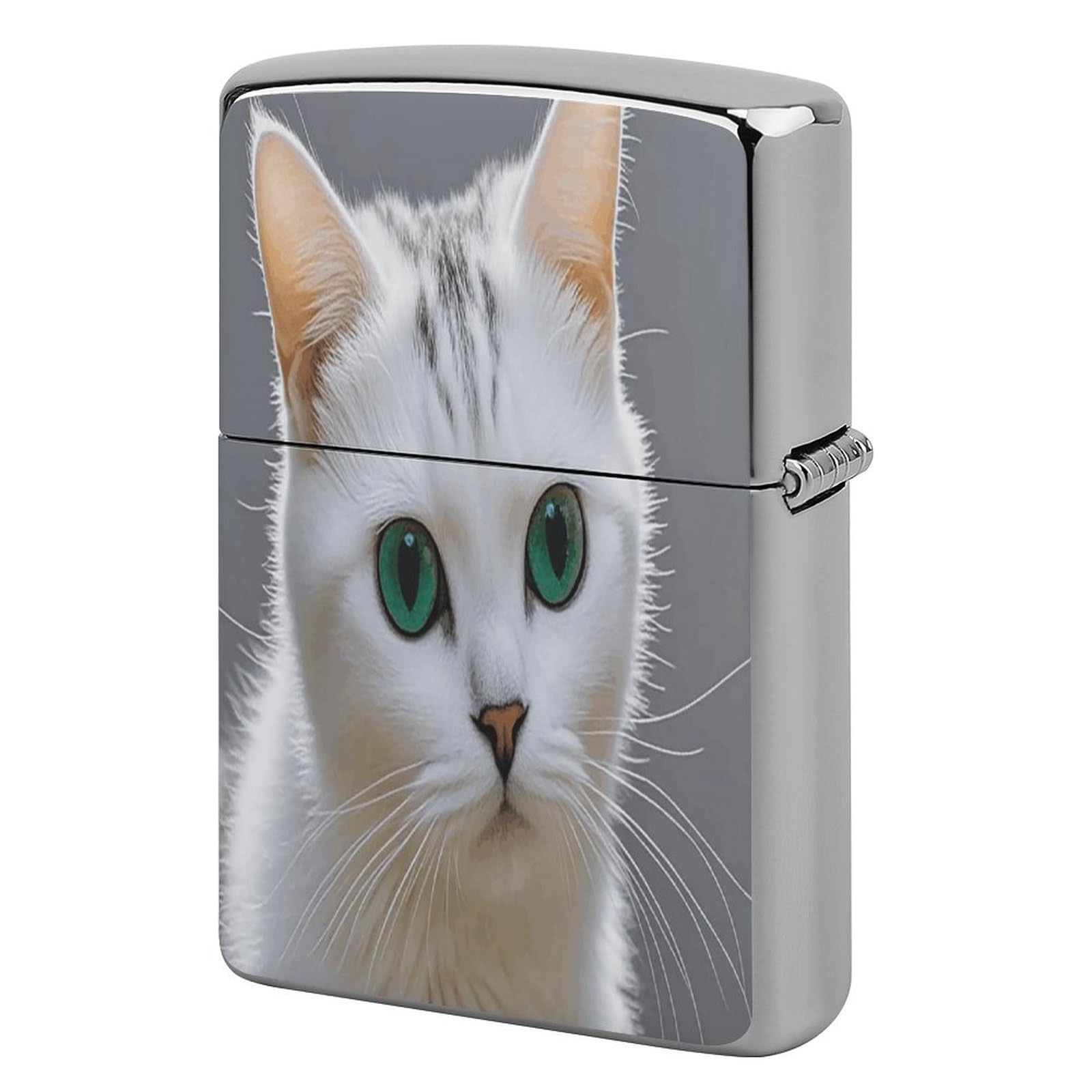 Btcowzrv Style Cute White Cat Metal Lighter Case Sleeve Cover Holder