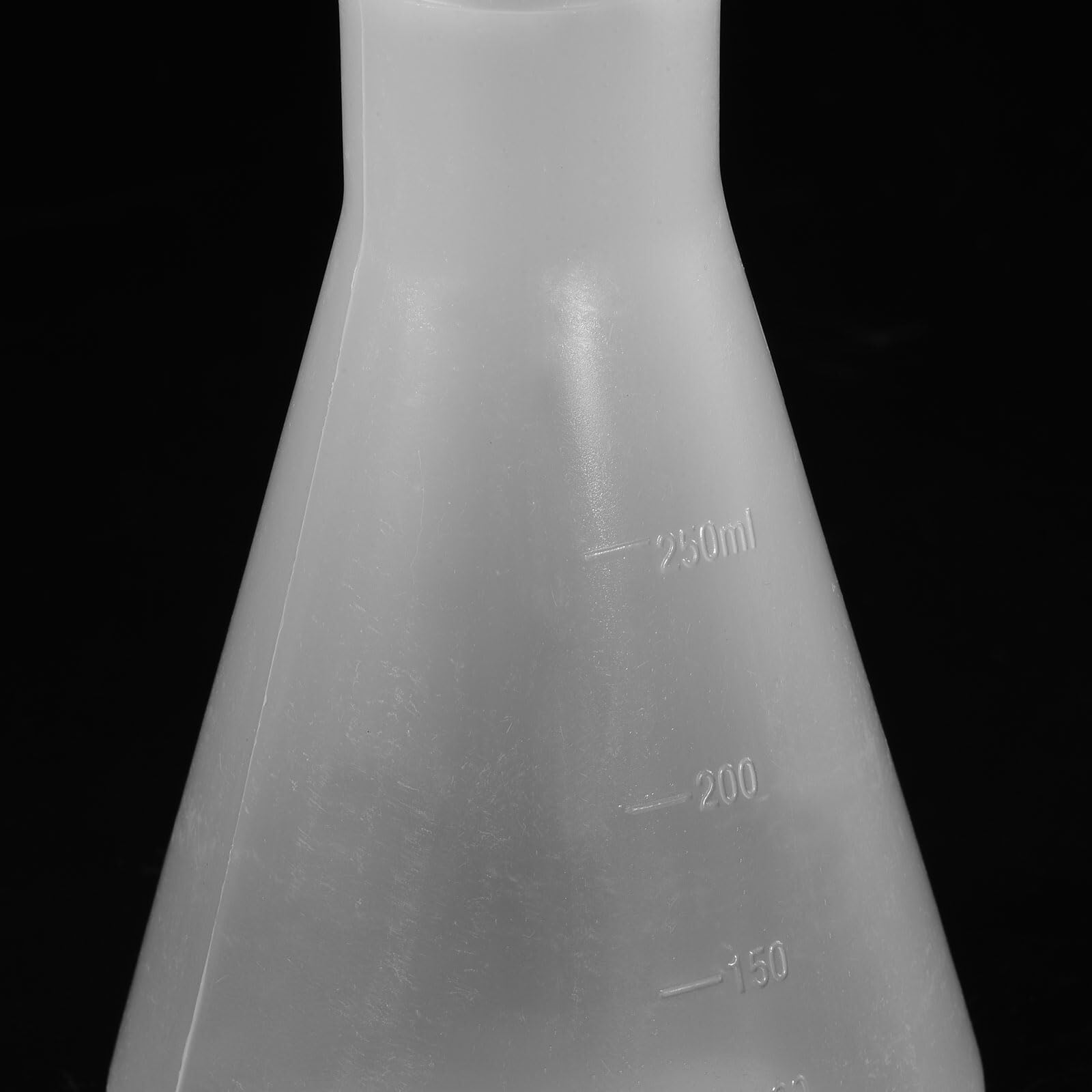 Matraz de Erlenmeyer de Plástico 250ml con Tapón de Roscas, Paquete de 2 Matraz Cónico de Boca Estrecha para Laboratorio, Transparente(250ML)