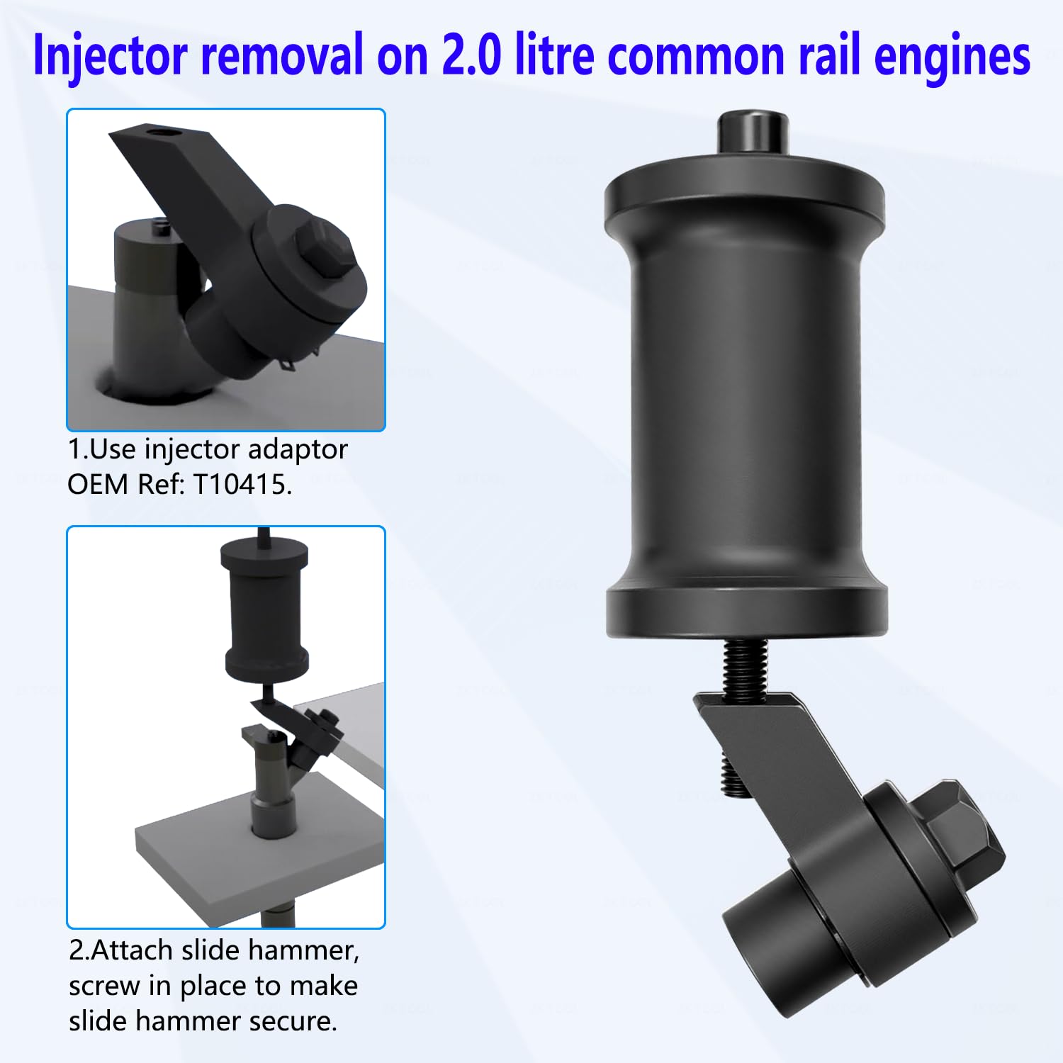 ZKTOOL 7 Pezzi Strumento di Rimozione dell'Iniettore di Carburante, Estrattori per Iniettori, Estrattore a Martello Scorrevole, Compatibile con V-W Au-di VAG 1.6 2.0 TDi Diesel, T10402 T10415