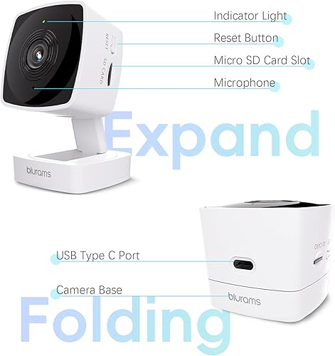 Miniatura 3 de blurams Cámaras para seguridad del hogar 5GHz, cámara interior 2K, cámara para mascotas con aplicación de teléfono, detección de movimiento AI,