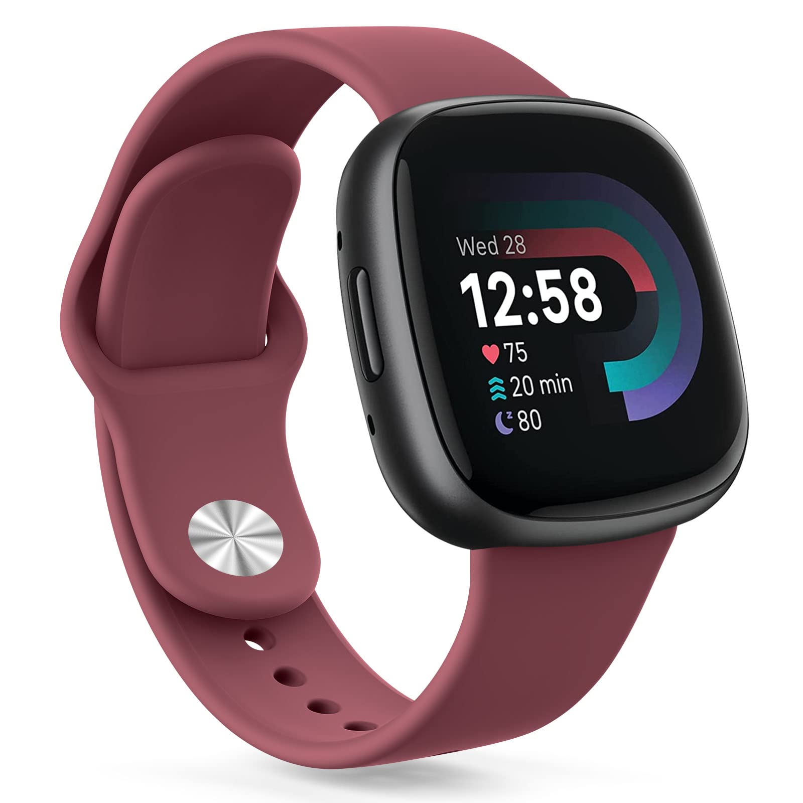 Oumida Silicone Wristband for Fitbit Versa 3/4, Sense/Sense 2 - Sport Replacement Watch Strap for Men and Women, Wine Red โ image 1