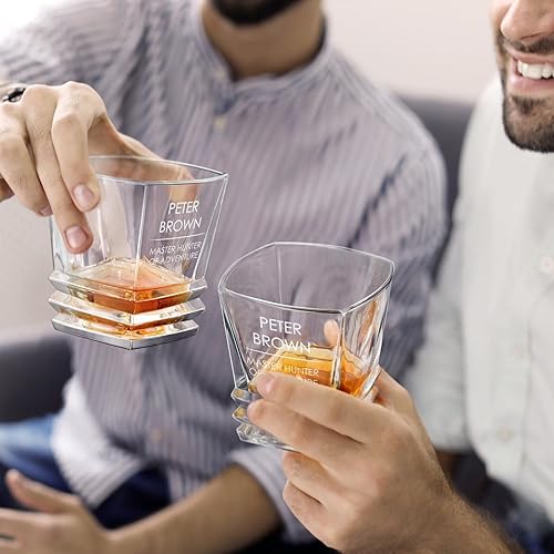 Miniatura 2 de Maverton Juego de vasos de whisky grabados para hombre, cristalería personalizada para él, vasos con grabado, para cumpleaños, 6 vasos de cóctel,