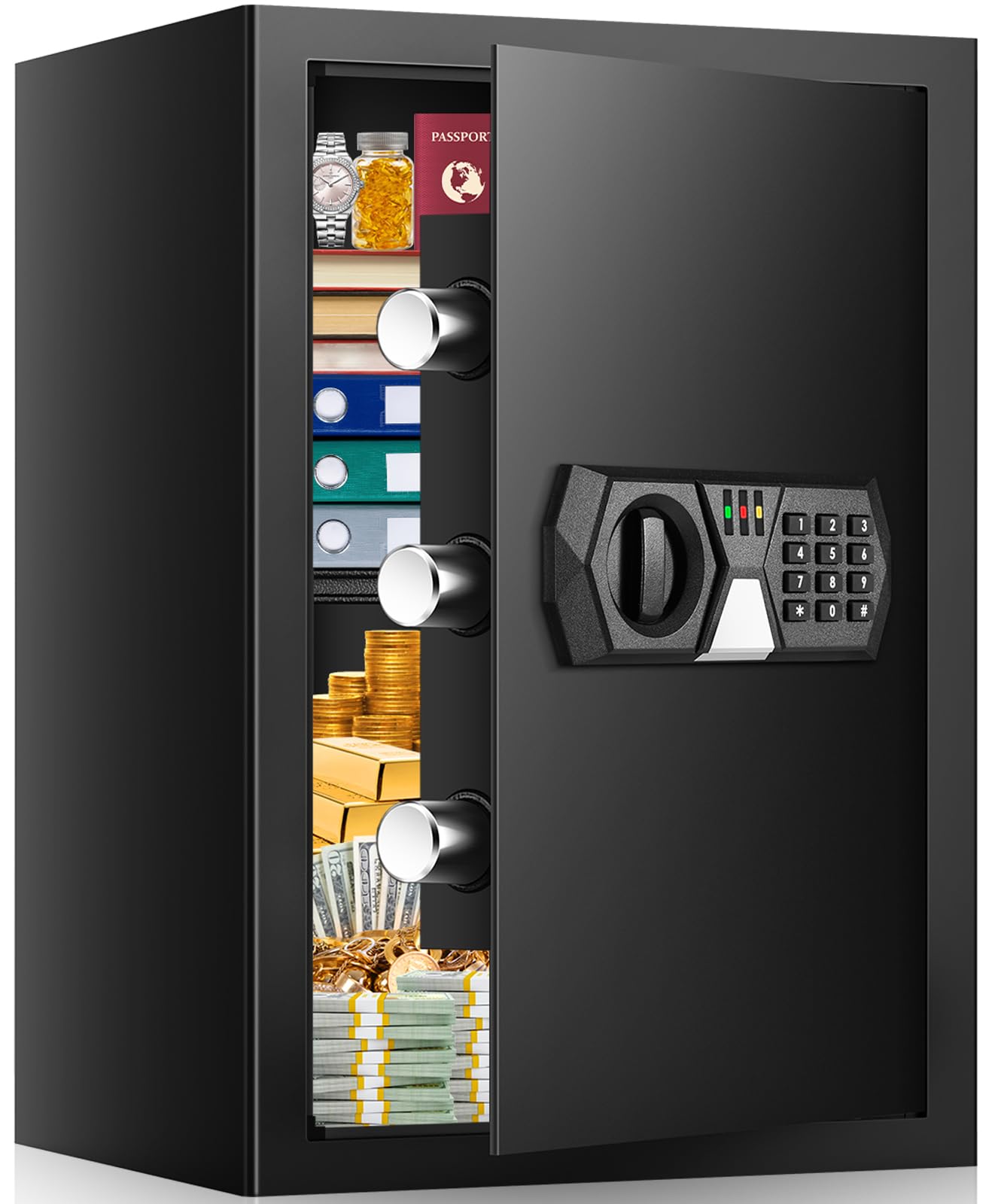 3.4 Cuft Fire Proof Safe for Home Documents, Safe Box Fireproof Waterproof, Digital Security Fire And Water Proof Safes Box With Combination Keypad, Mute Mode, Anti-Theft Alert Jewelry For Money Cash