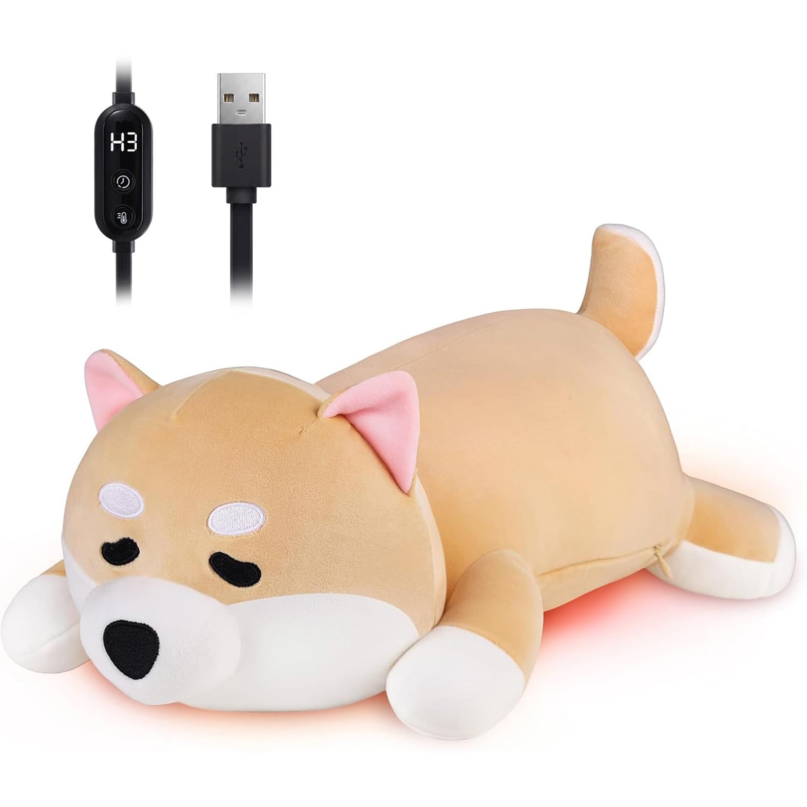 Dog Heating Pad for Period Cramps, USB Power Heated Plush Stuffed Animals