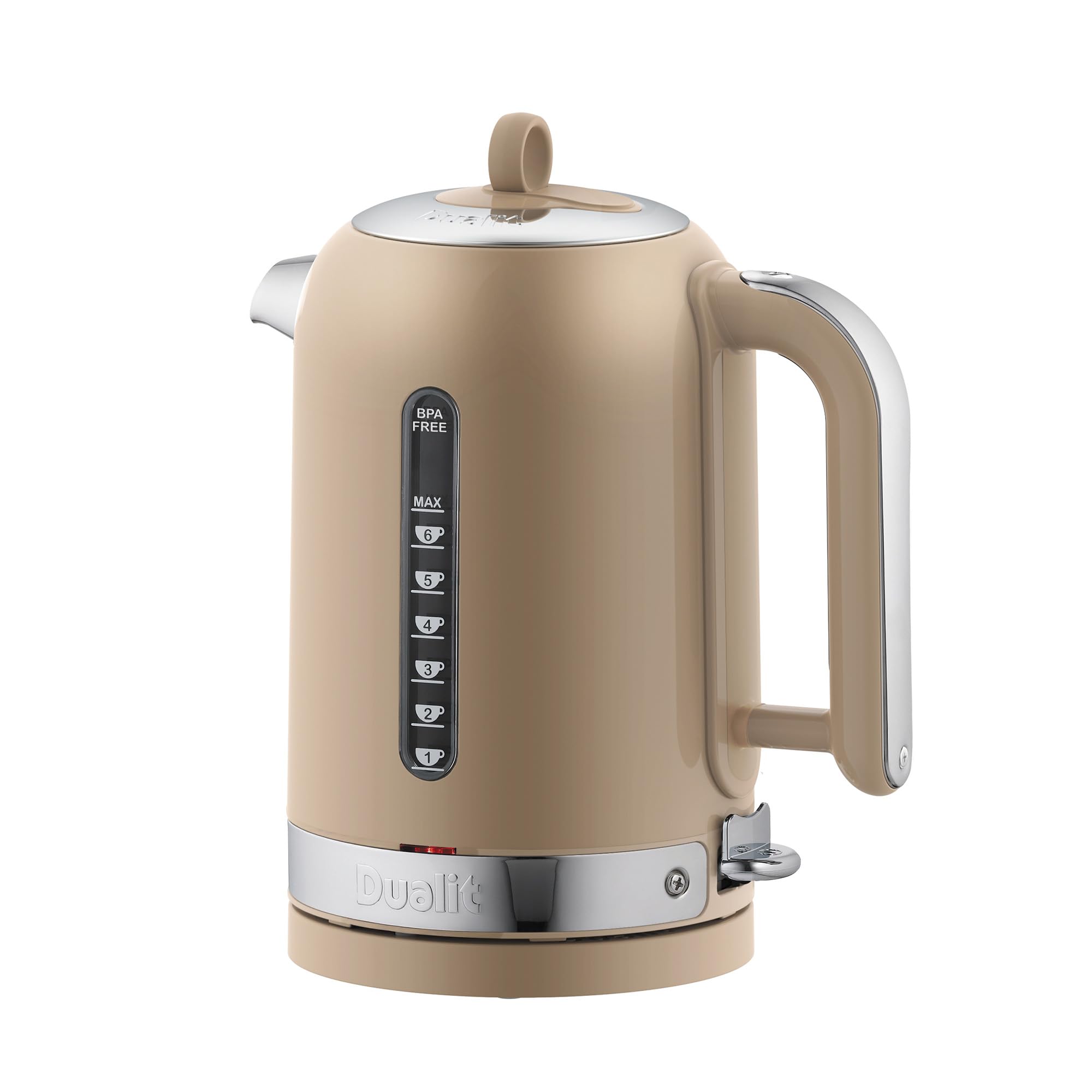 Dualit Classic Kettle, Polished Stainless Steel with Sandstone Trim, Quiet boiling kettle, 90 Second Boil Time, 1.7 Litre Capacity, 3 KW, 72789