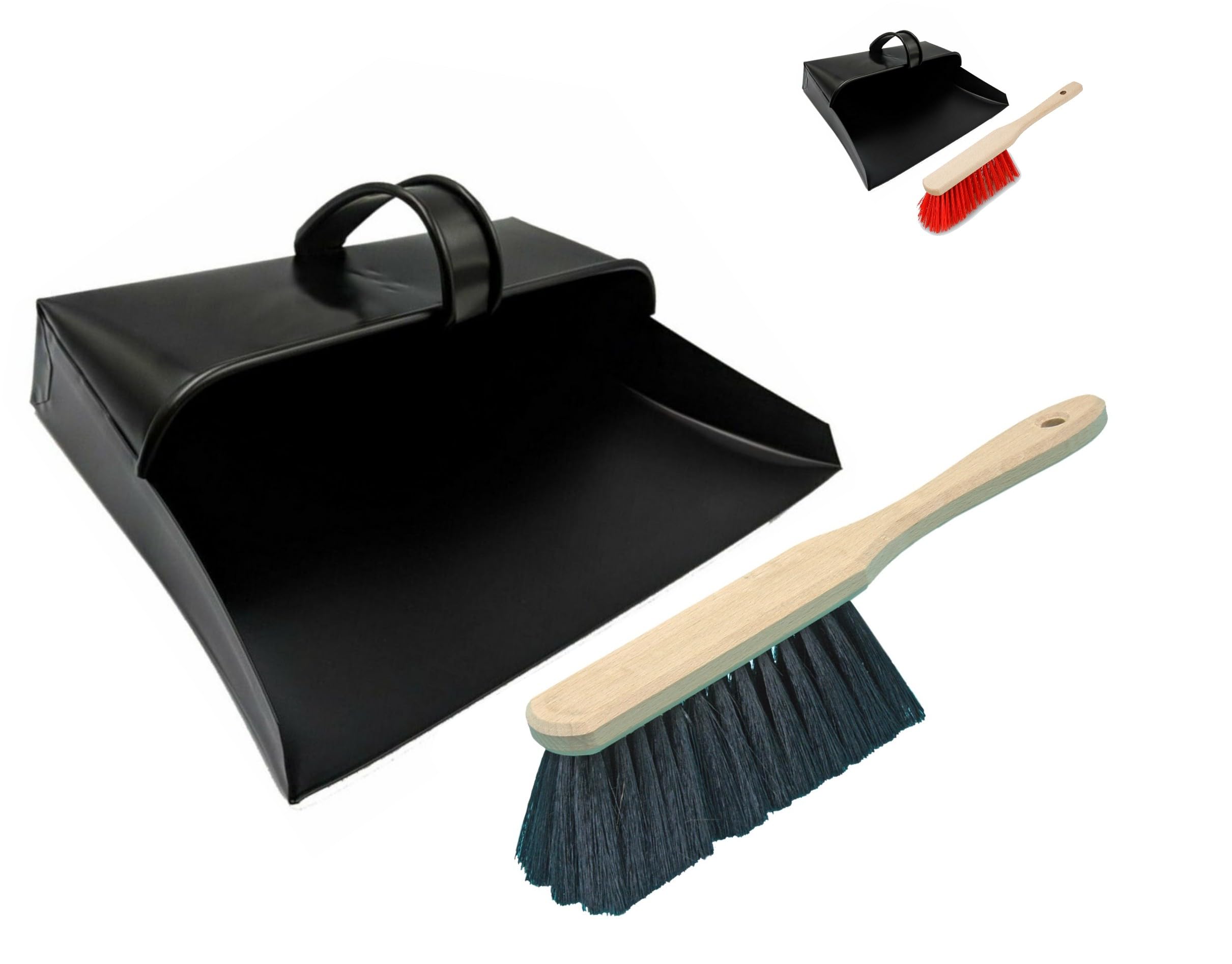 Brushmann Soft Bristle Brush Enclosed Metal Dustpan And Hand Brush Set (Soft Bristle Brush)