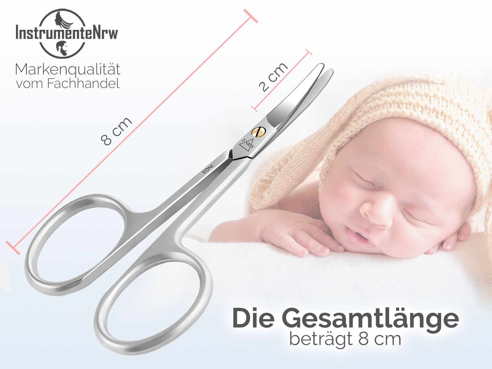 Babyschere Kinder-Nagelschere gebogen mit abgerundeten Enden für Babys und Kleinkinder Rostfreier Edelstahl Extra Kleine Maniküre Pediküre Schere für eine präzise Nagelpflege für Hände und Füße 8 cm