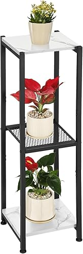 Soporte para plantas extra alto para interiores, soportes para plantas de 40 pulgadas, soporte de metal de 3 niveles con estante de madera