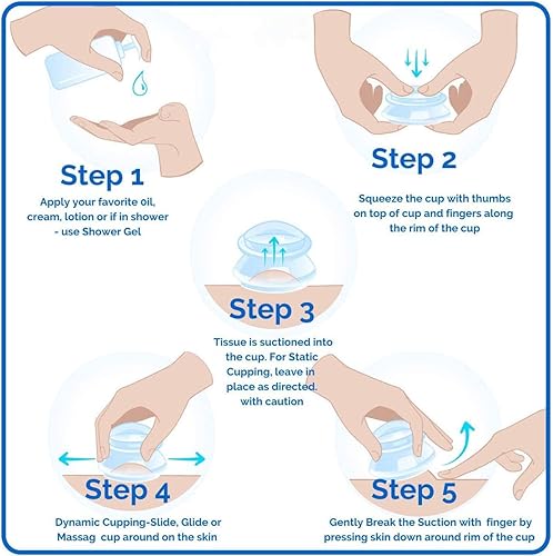 Miniatura 8 de Juegos de terapia de ventosas (tamaño XL, 1 taza) Copas de masaje de silicona con ventosas al vacío para masaje corporal..