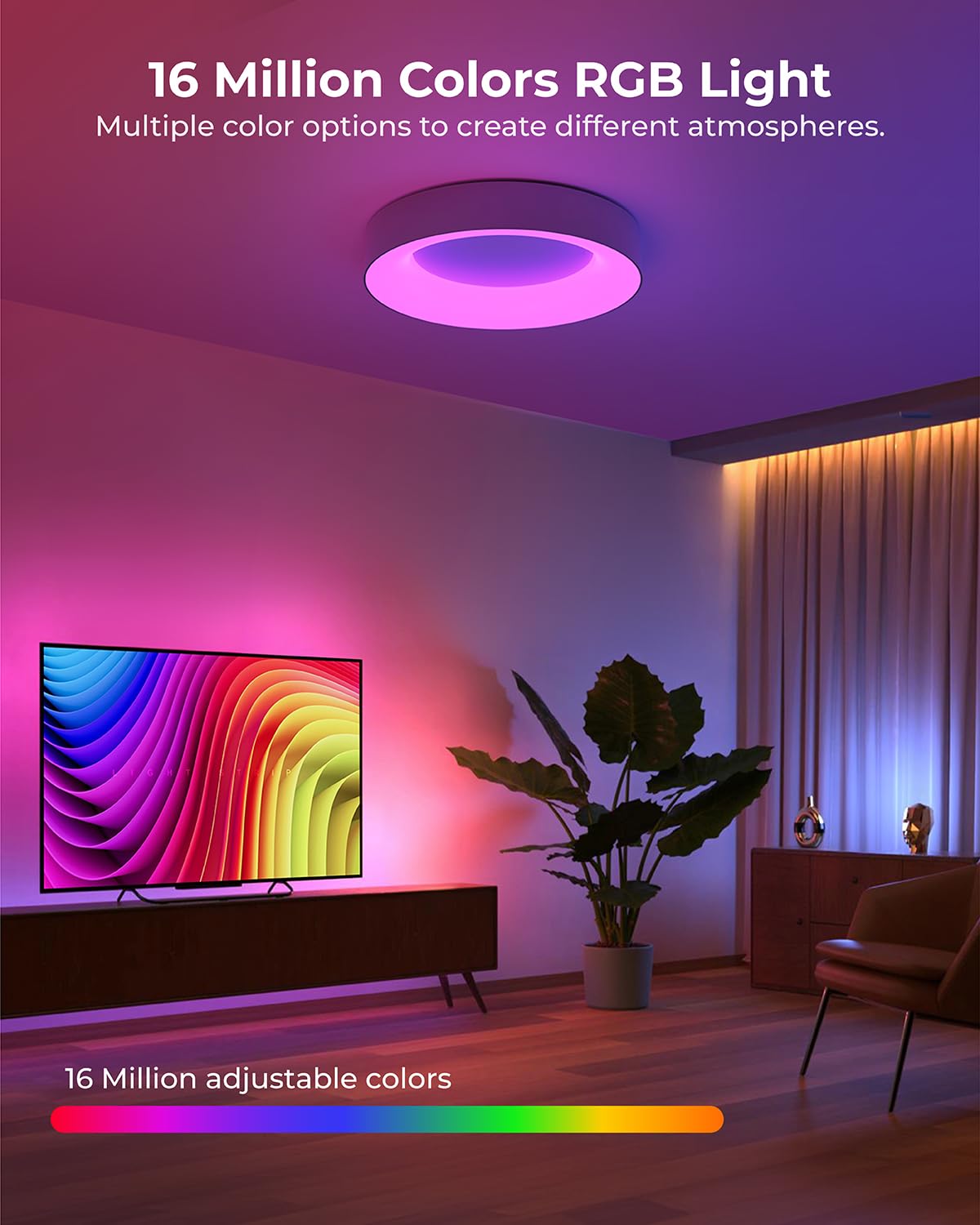 Matane Smart LED Deckenleuchte Dimmbar, 24W RGB Deckenlampe mit APP Steuerung & Fernbedienung, Kompatibel mit Alexa & Google Assistant, Licht für Schlafzimmer Kinderzimmer Wohnzimmer Rund Weiß 28cm
