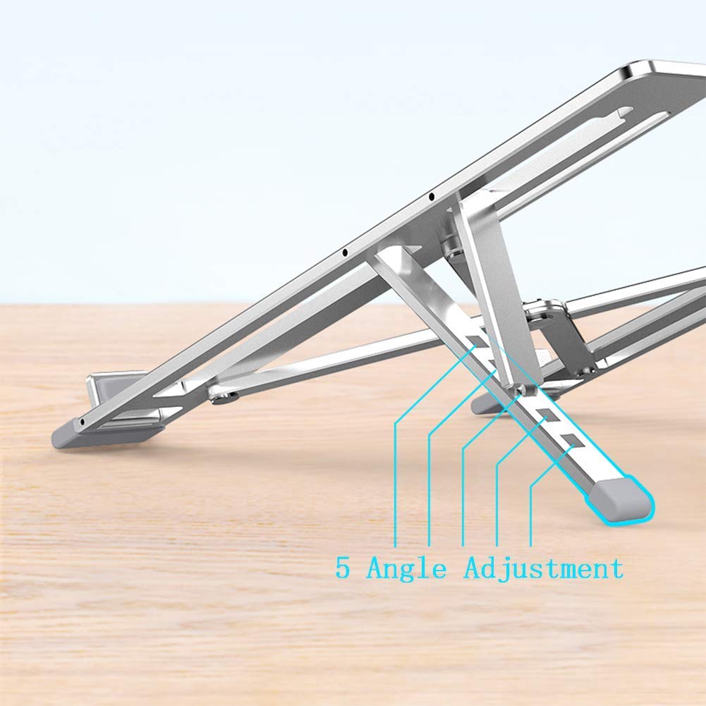 Supporto per Laptop, Supporto per Laptop Regolabile in Alluminio a 5 Angoli per scrivania Supporto per Monitor Multifunzione Pieghevole Portatile Compatibile con Tutti i Laptop