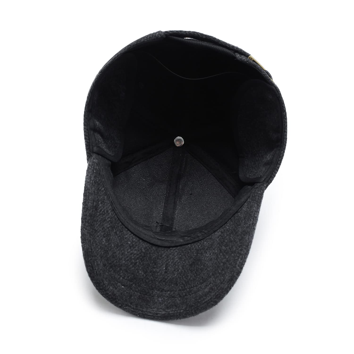 Cappello Invernale, Berretto da Baseball con paraorecchie in Tweed, Berretto Invernale Uomo, Cappello di Lana, Termico, Spesso e Caldo(GSDT5Black)