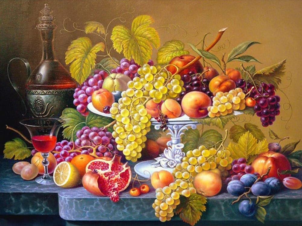 GLTEYACO 5D Diamond Painting Diamond Art Kits Abundant Fruit DIY Adult Beginner Diamond Crafts Home Wall Decoration 40x50 cm