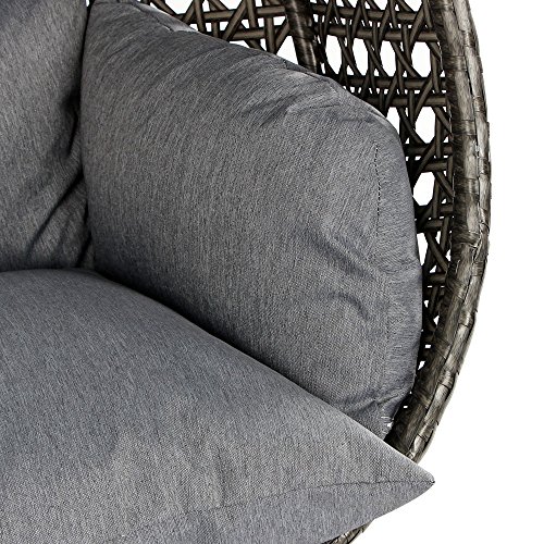 Island Gale® Luxury 2 Person Outdoor, Patio, Hanging Wicker Swing Chair 🎄🎄🎄🎄🎄🎄🎄🎄🎄🎄🎄🎄 ((2 Person) X-Large-Plus, Charcoal Rattan/Charcoal Cushion With Free Cover $128 Value) #TOP5