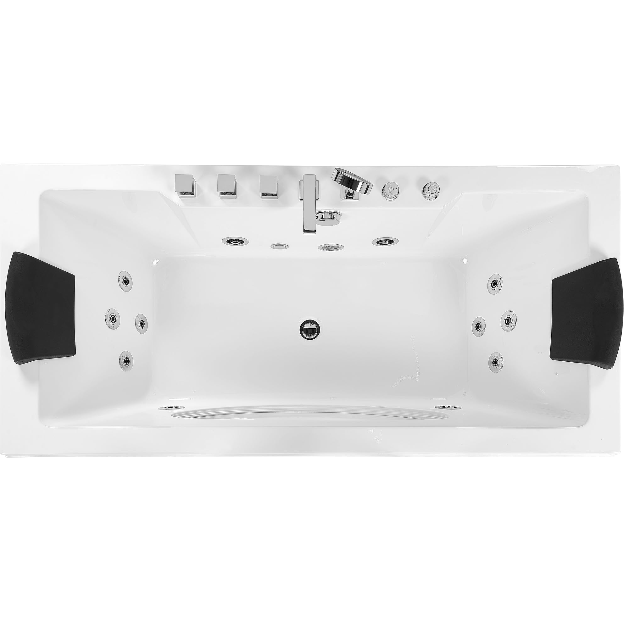Baignoire Balnéo de Forme Rectangulaire en Acrylique Blanc Vitré et LED Multicolore 2 Appuis-Tête et une Capacité de 197 Litres Beliani