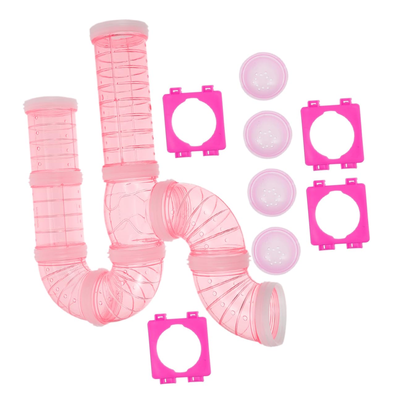 FONDOTIN External DIY Tunnel Hamster Cage 16pcs Plastic Tube Connectors Multi-Shape for Indoor/Outdoor See Pet Activity Clearly