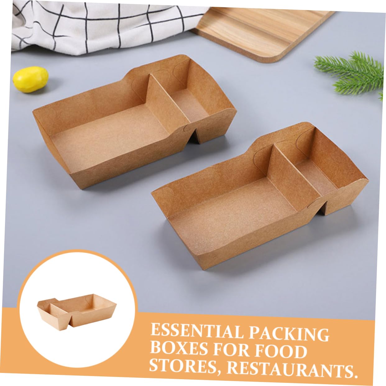 Vassoio per Snack da 440 Ml a Doppio Scomparto in Carta Kraft Usa e Getta, Set da 50 Pezzi per Patatine Fritte, Nachos e Finger Food, Contenitore per Alimenti da Carnevale