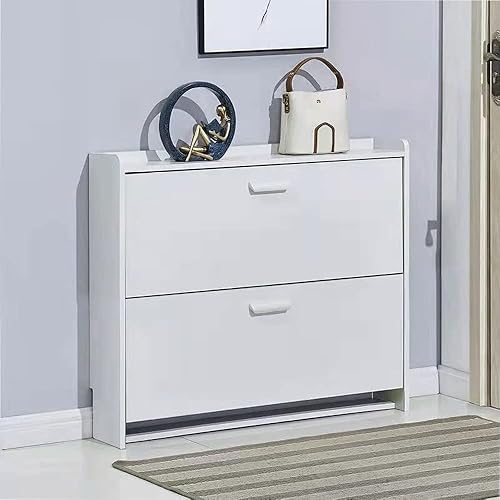 OIHYA Zapatero giratorio, 2 cajones abatibles, organizador de zapatos moderno, organizador de almacenamiento de zapatos, gabinete para entrada,