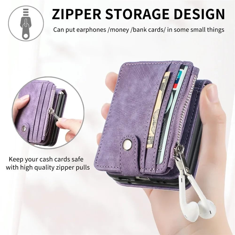 Custodia per telefono con portafoglio in pelle con porta carte rimovibile per Samsung Z Flip 5 4 3 Flip5 Flip4 Flip3 5G Cover, rosa, per Galaxy Z Flip 3