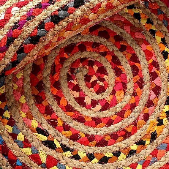 Tapete Redondo Boho 122 cm Multicolor Hecho a Mano miniatura 4