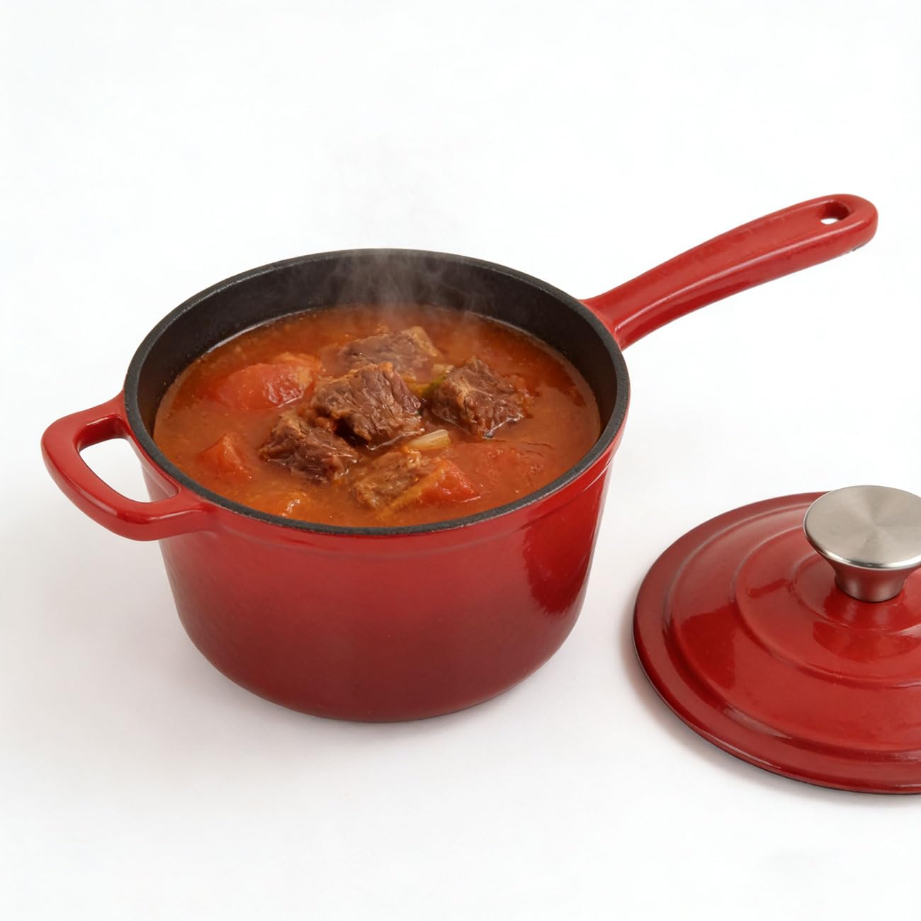Gusseisen Topfset 3-teilig emailliert - Set aus Pfanne Kochtopf & Stielkasserolle - Für Induktion & Backofen - Profi Kochgeschirr Set - Langlebig & Robust - Alle Herdarten