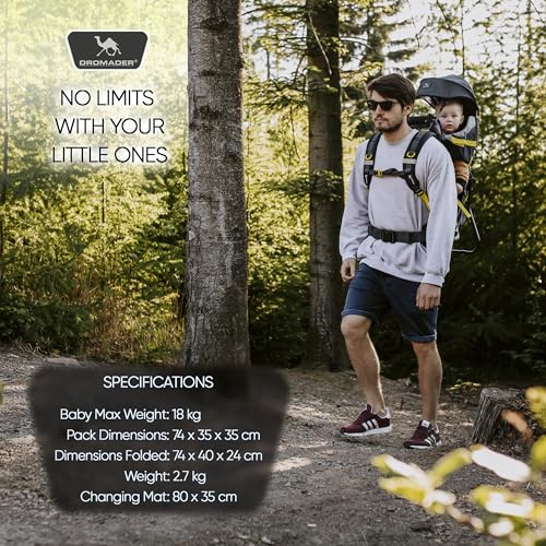 Baby-Carrier-Backpack-Baby-Carrier-12-Months-Plus-Comfortable-for-Parents-Practical-Pockets-Side-Mirror-Toddler-Back-Carrier-with-Rain-Cover-Sun-Canopy-Shield-Black-Yellow