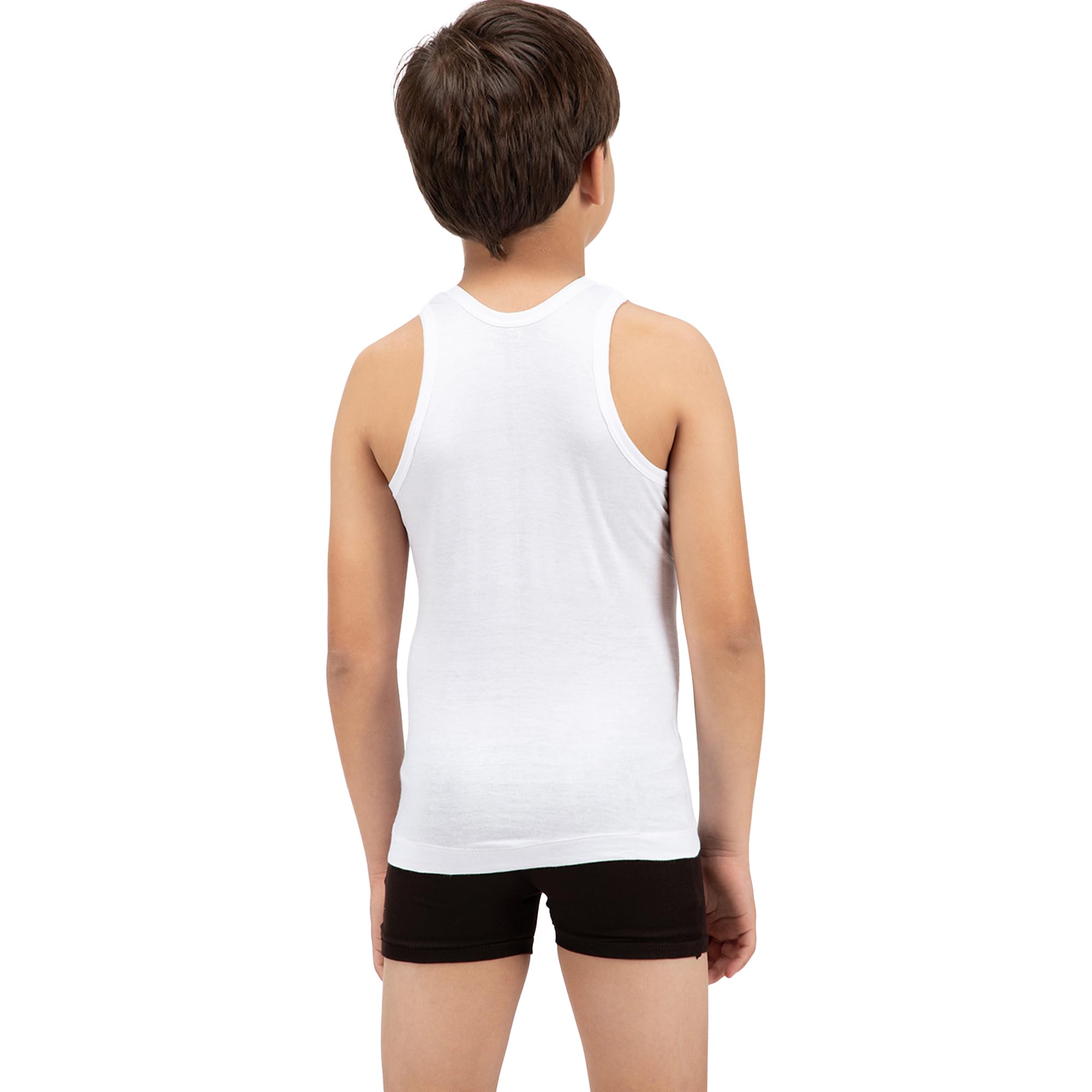 Amul Comfy Boys Cotton Solid White Vest Pack of 5 2