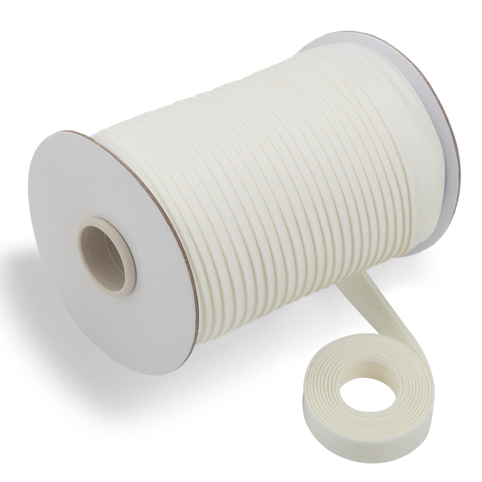 Tewadoo Bias Tape Double Fold 1/2 Inch - Ivory 55 Yards Polyester Binding Tape for Sewing, Quilt Binding, Hemming, Seaming and Fabric Piping