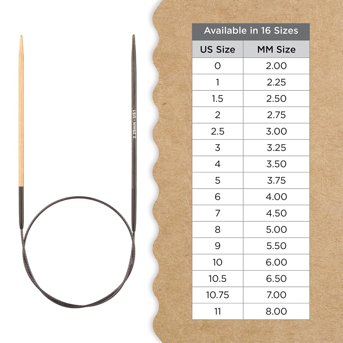 Knitter's Pride Day & Nite Circular Knitting Needle 100 cm 2.25 mm - 1 piece, Natural/Black, 2.25mm - Image 4
