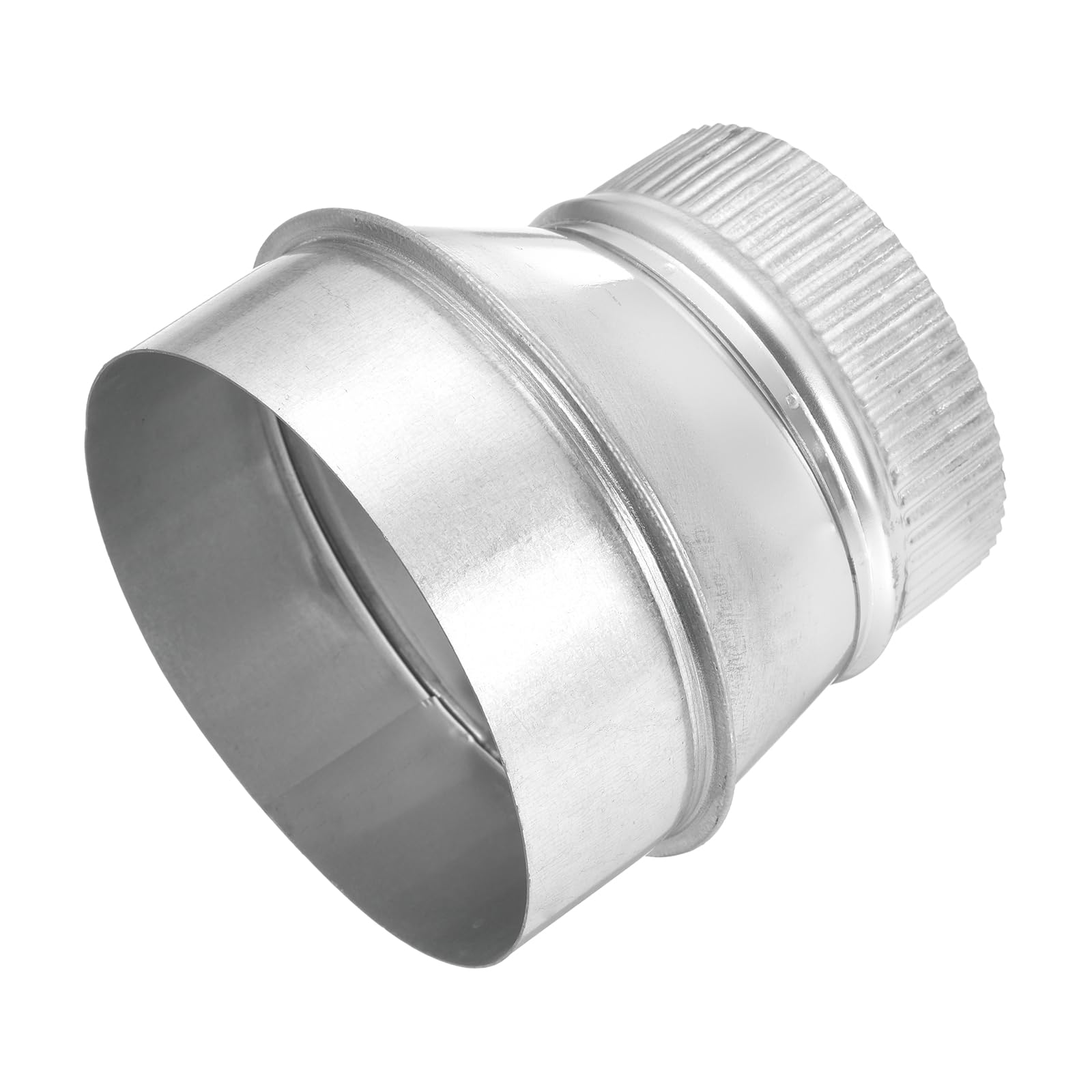 sourcing map Eccentric Duct Reducer (125mm to 100mm) - Galvanized Steel Crimped End Ducting Adapter Increaser Round Air Duct Connector for HVAC Ventilation System, Silver
