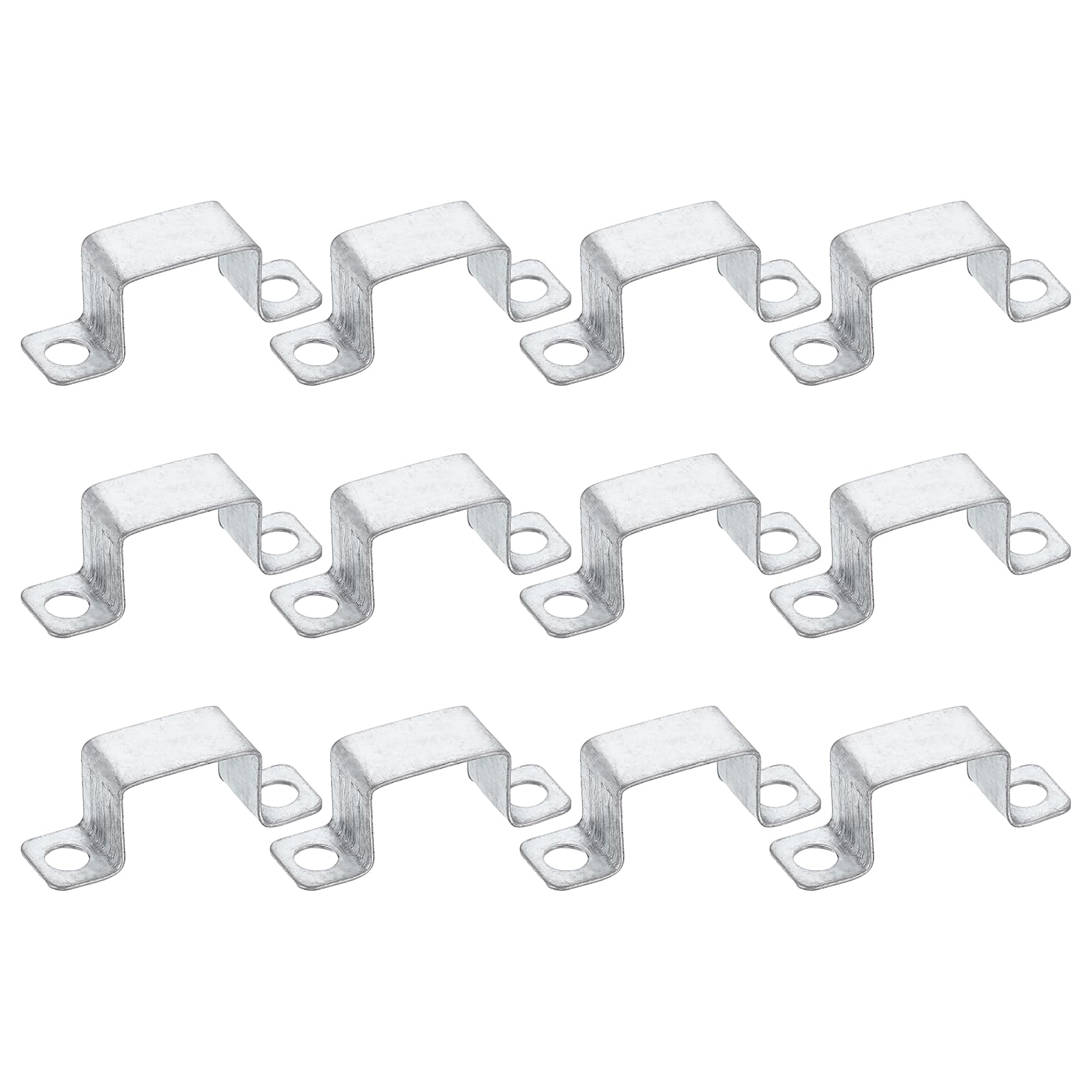 sourcing map 12Pcs 42x30 mm U Shaped Connector Bracket, Square Tube Strap Clamp Galvanized Steel Pipe Clamp Wood Deck Fence Post Tie for Water Pipes Stairs Railing Installation, Silver