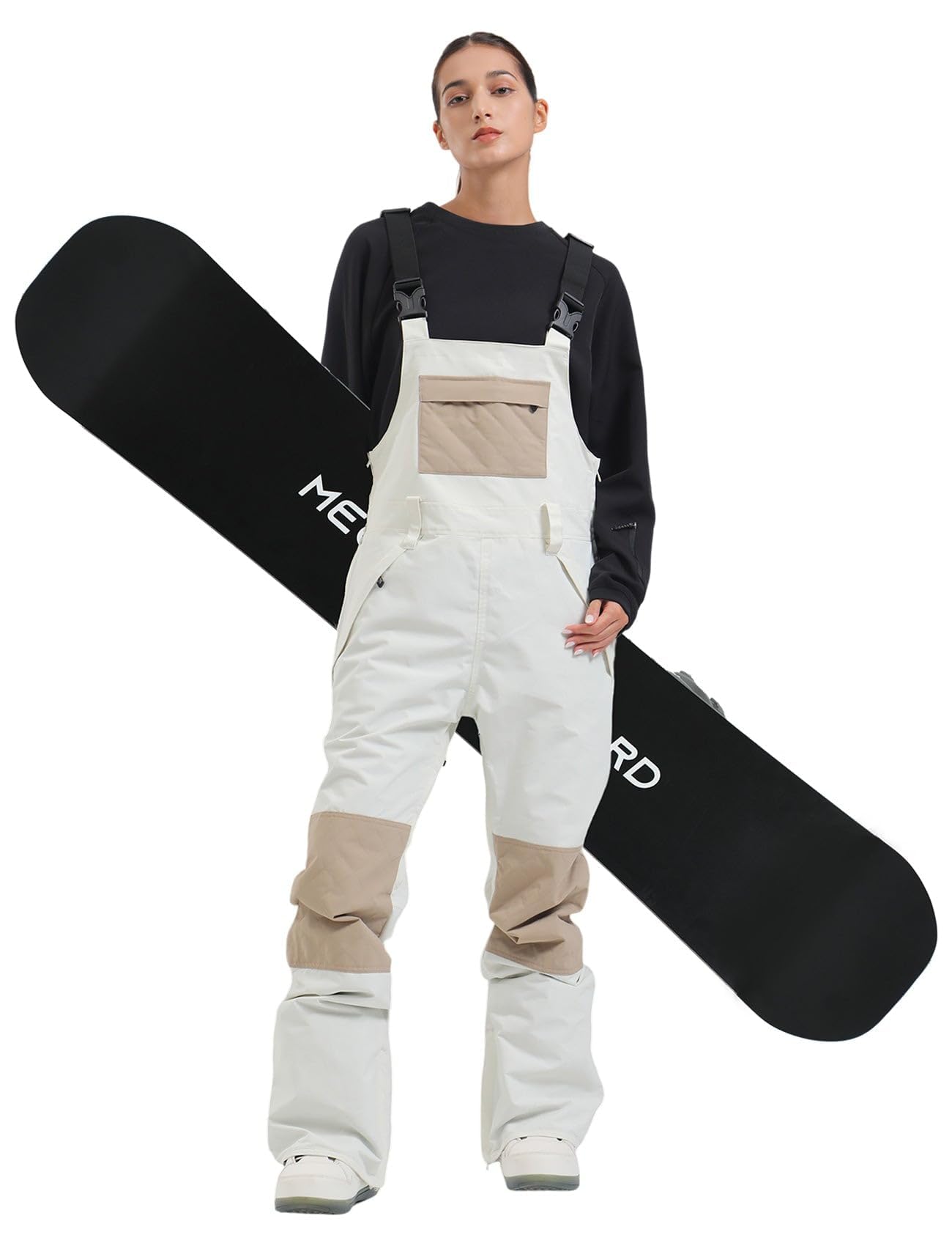 GSOU SNOW Damen Snowboard Latzhose Ski Latzhose Baggy Snowboardhose Skihose für Frauen - Wasserdicht Winddicht Atmungsaktiv Warm